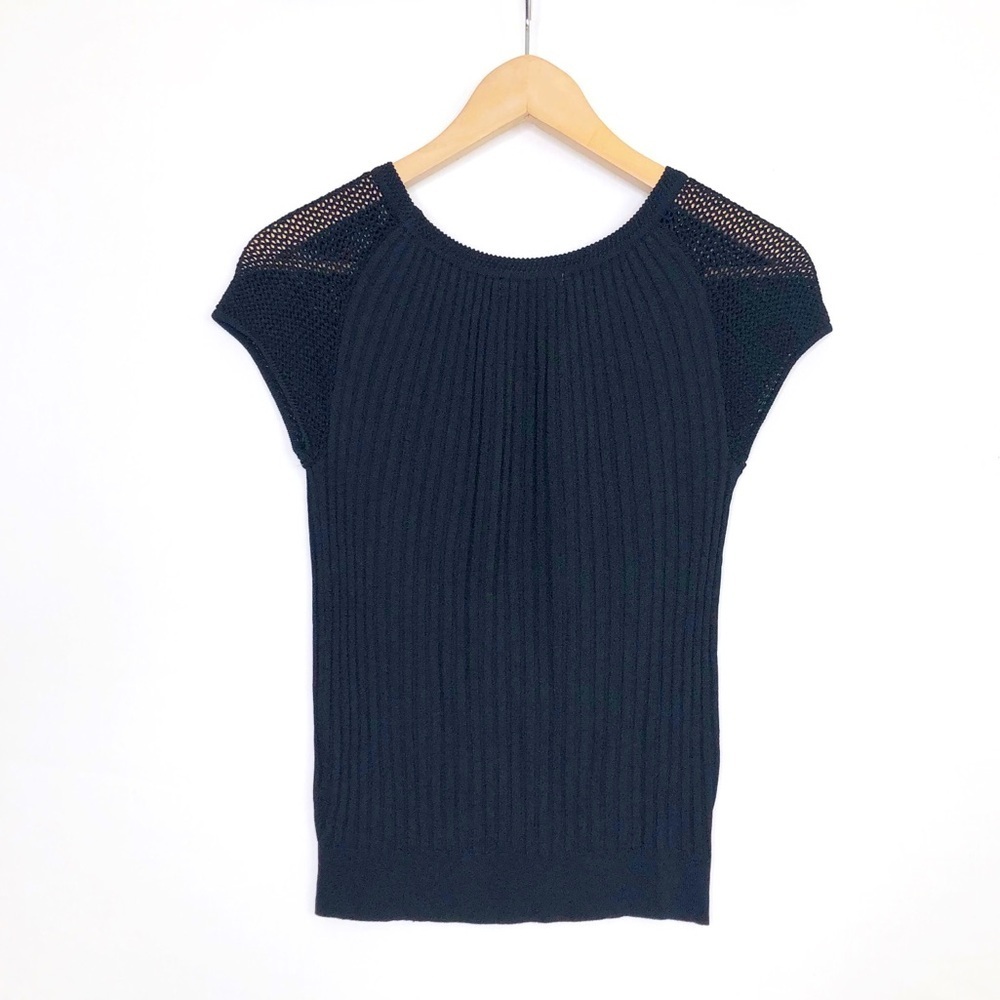 Prada Black ribbed mesh top